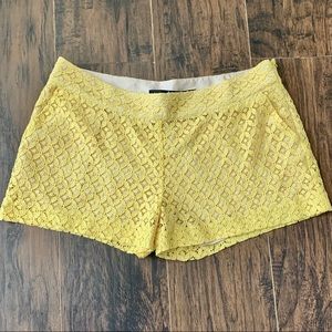 KENZIE Side Zip Shorts Yellow Lace with Pockets 12